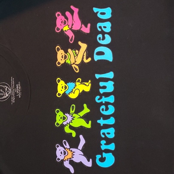 Grateful Dead Rainbow Dancing Teddy Bears Short Sleeve Black T-Shirt Size Large - Picture 3 of 4